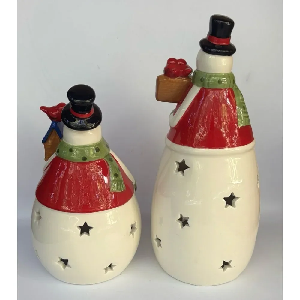 Vintage Costco Set of 2 Snowmen with Color Changing Led Lights